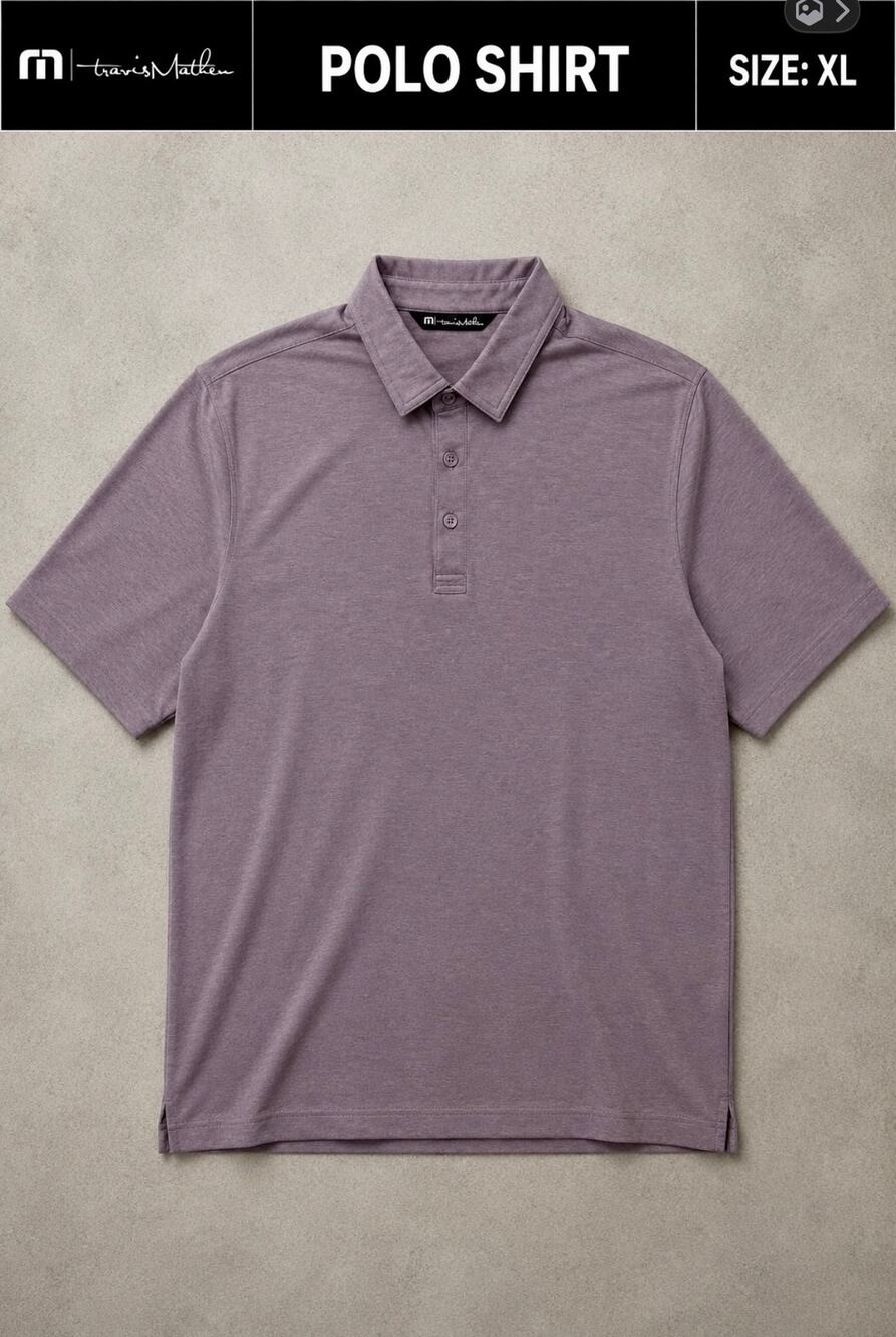TravisMathew Men’s XL Lavender Taupe Polo Shirt NWOT
